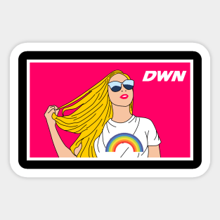 girl with blonde hair and eyeglasses Sticker